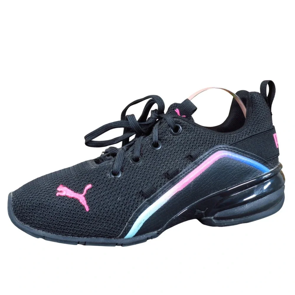 PUMA Axelion Girls Athletic Shoe Size 3 Running Training‎ Black Pink 379275-01